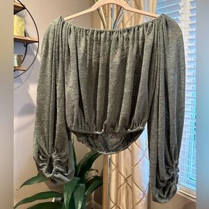 Green Off the Should Crop Top